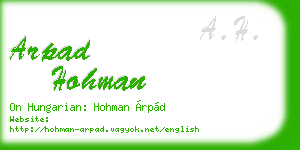 arpad hohman business card